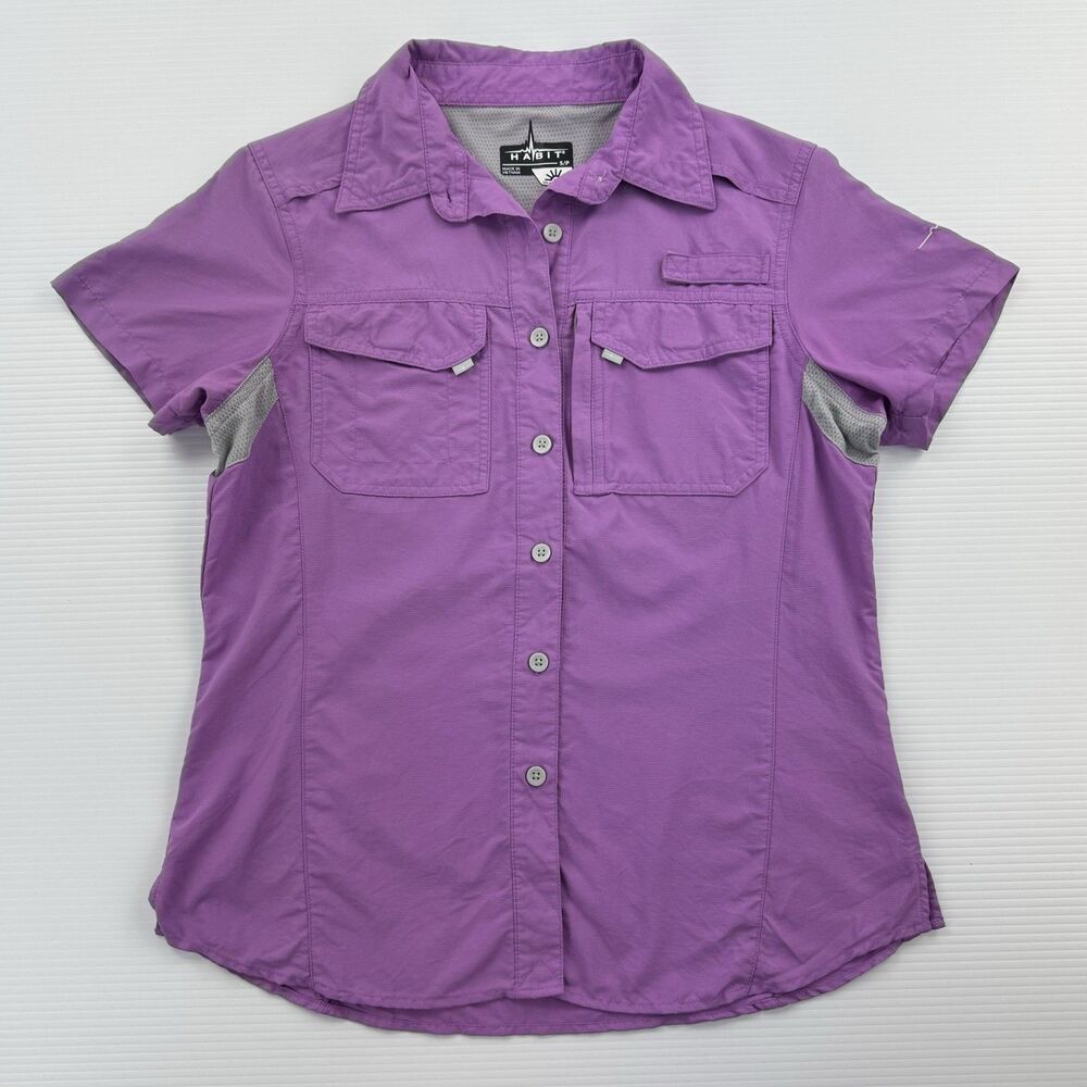 Habit Womens Small Iris Orchid Fishing Shirt UPF 30+ Vented Outdoor Purple
